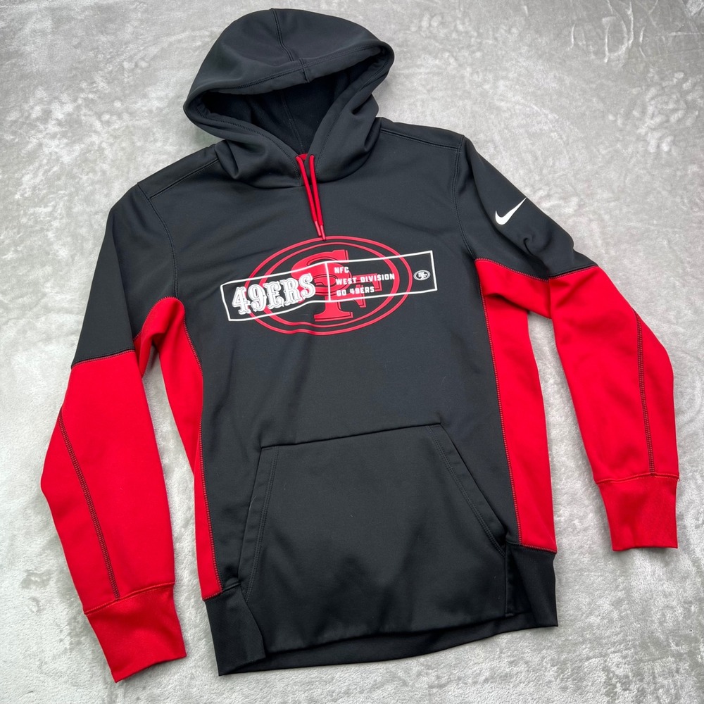 Nike San Francisco 49ers Hoodie Mens Medium Black Red Therma-FIT Fleece Pullover